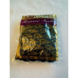 Silkies Vintage Dark Navy Trouser Socks NIP‎ New 2 Pair Classic Ribbed 091027
